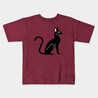 Black cat side profile Kids T-Shirt